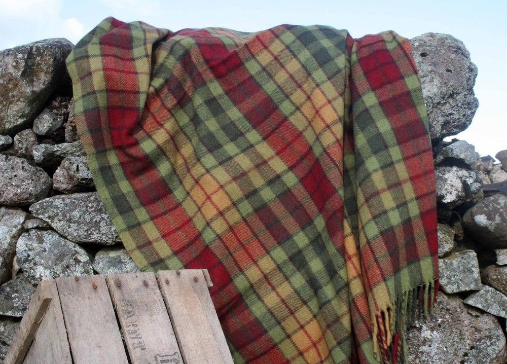 Tartan Wool Blanket in Autumn Buchanan. Woven in the UK. Buy Online at Red Scarf Equestrian Canada