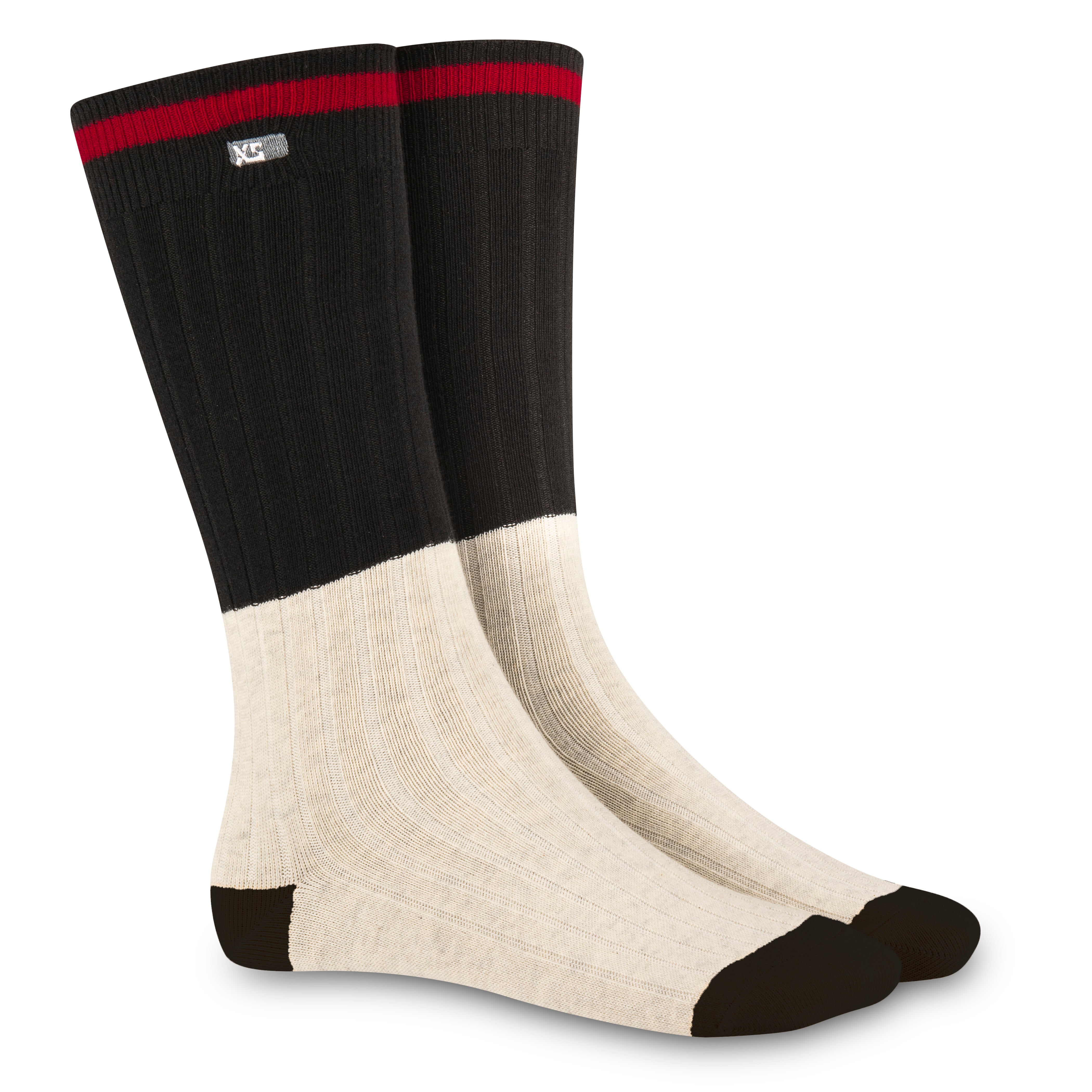 XS UNIFIED: Black & Red Cabin Socks