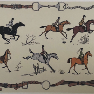 Oatmeal Equestrian Medley Hand Towels (A Set of Two)