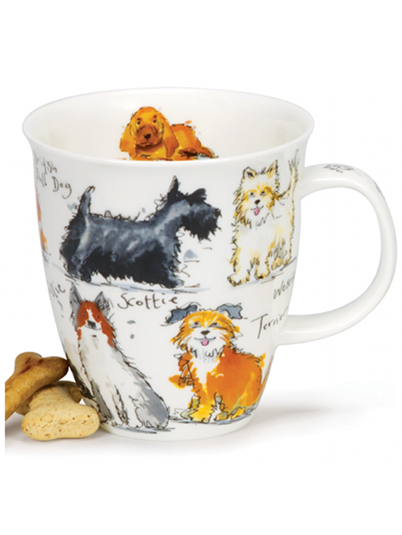 Buy Dunoon Mugs in Canada: Dunoon Mugs: Nevis Messy Dogs Fine Bone China - Red Scarf Equestrian