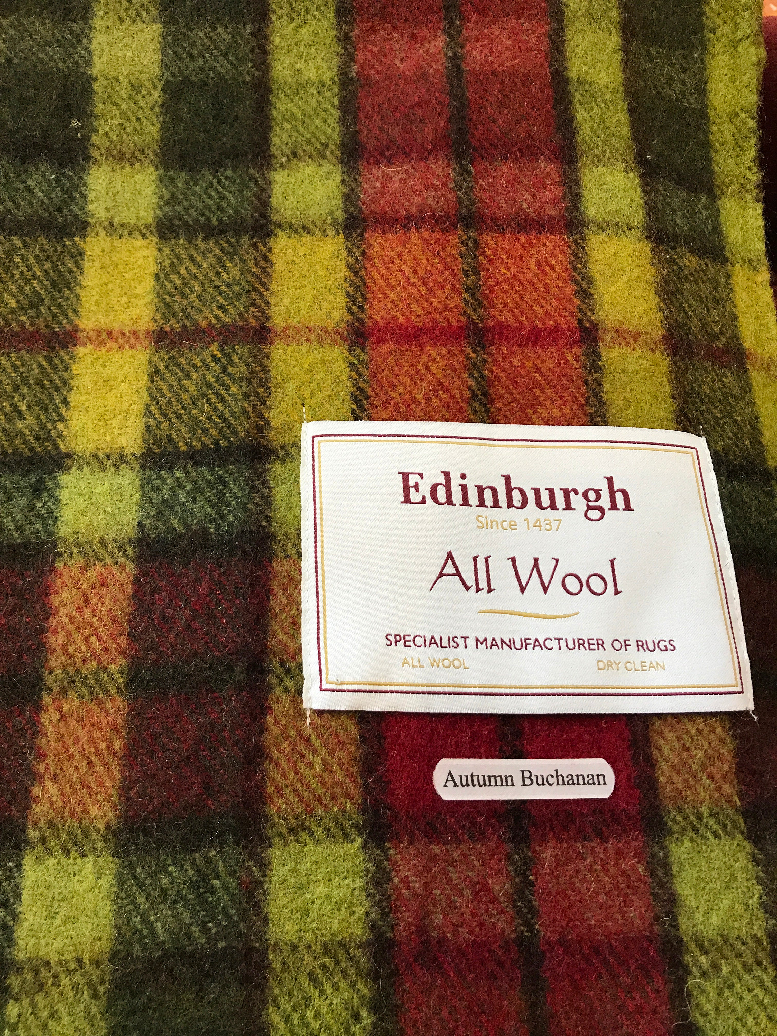 Tartan Wool Blanket in Autumn Buchanan. Woven in the UK. Buy Online at Red Scarf Equestrian Canada
