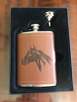 Load image into Gallery viewer, Embossed Faux Leather Horse Flask
