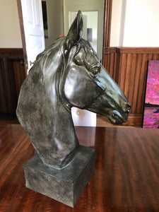 Horse Head Sculpture on Base