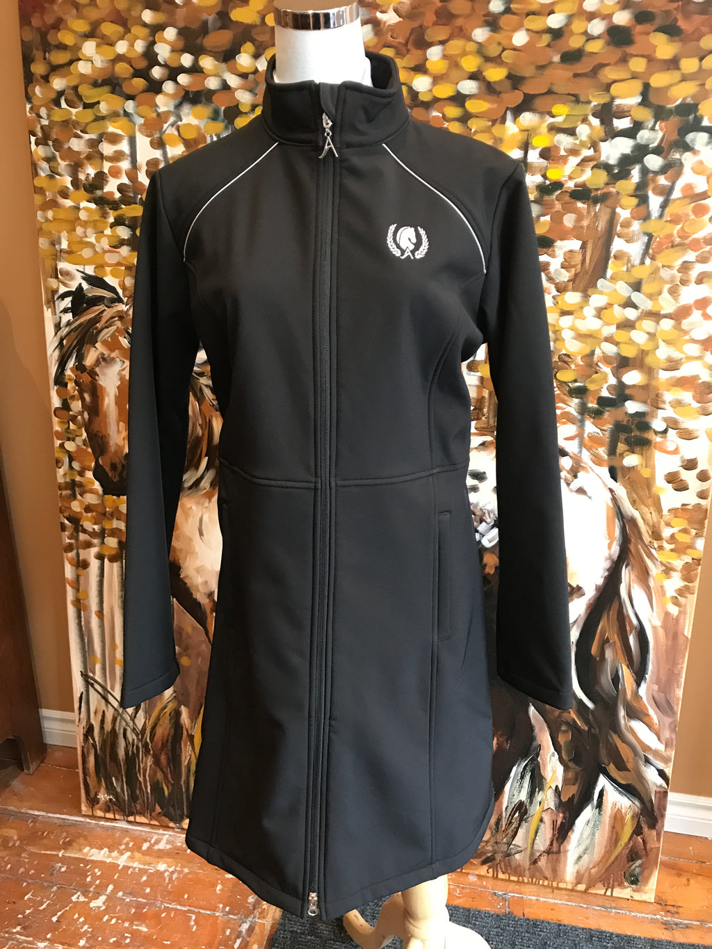 Arista Equestrian Long Weatherproof Softshell Jacket. Shop online for equestrian and riding gear at Red Scarf Equestrian Canada.
