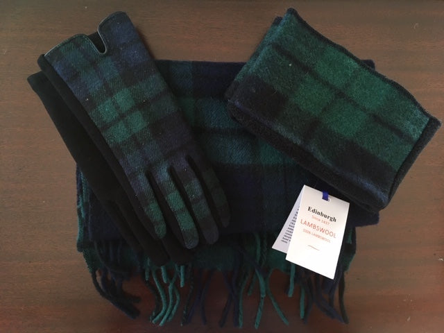 Tartan Lambswool Scarf, Glove and Boot Cuff Set - Black Watch