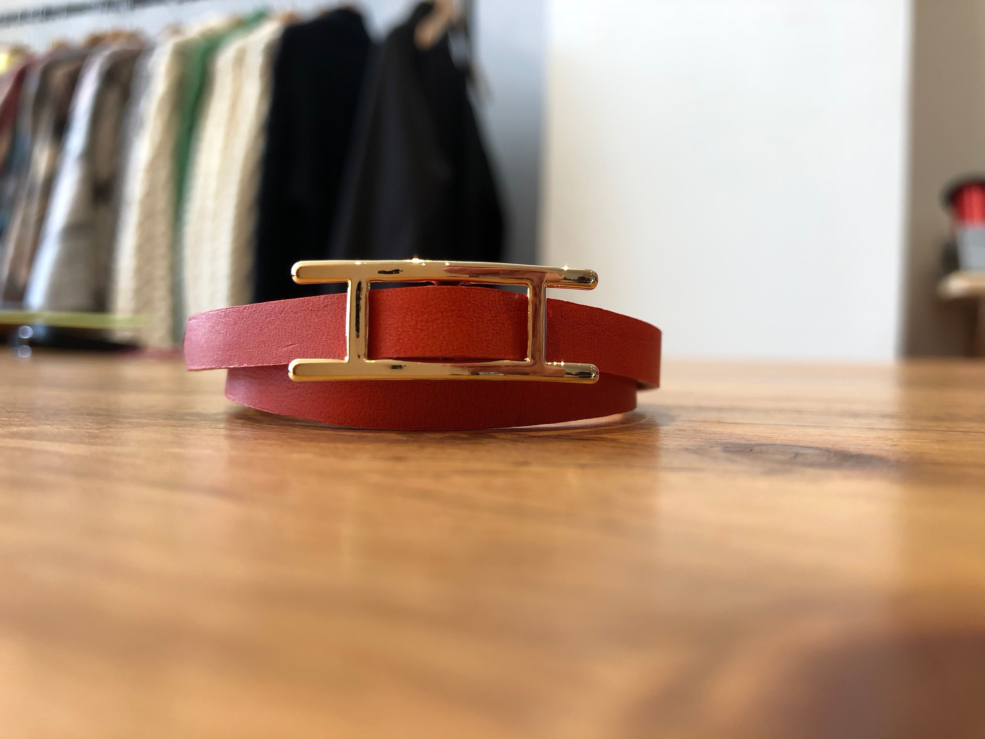 Leather 'Double Bar' Bracelet