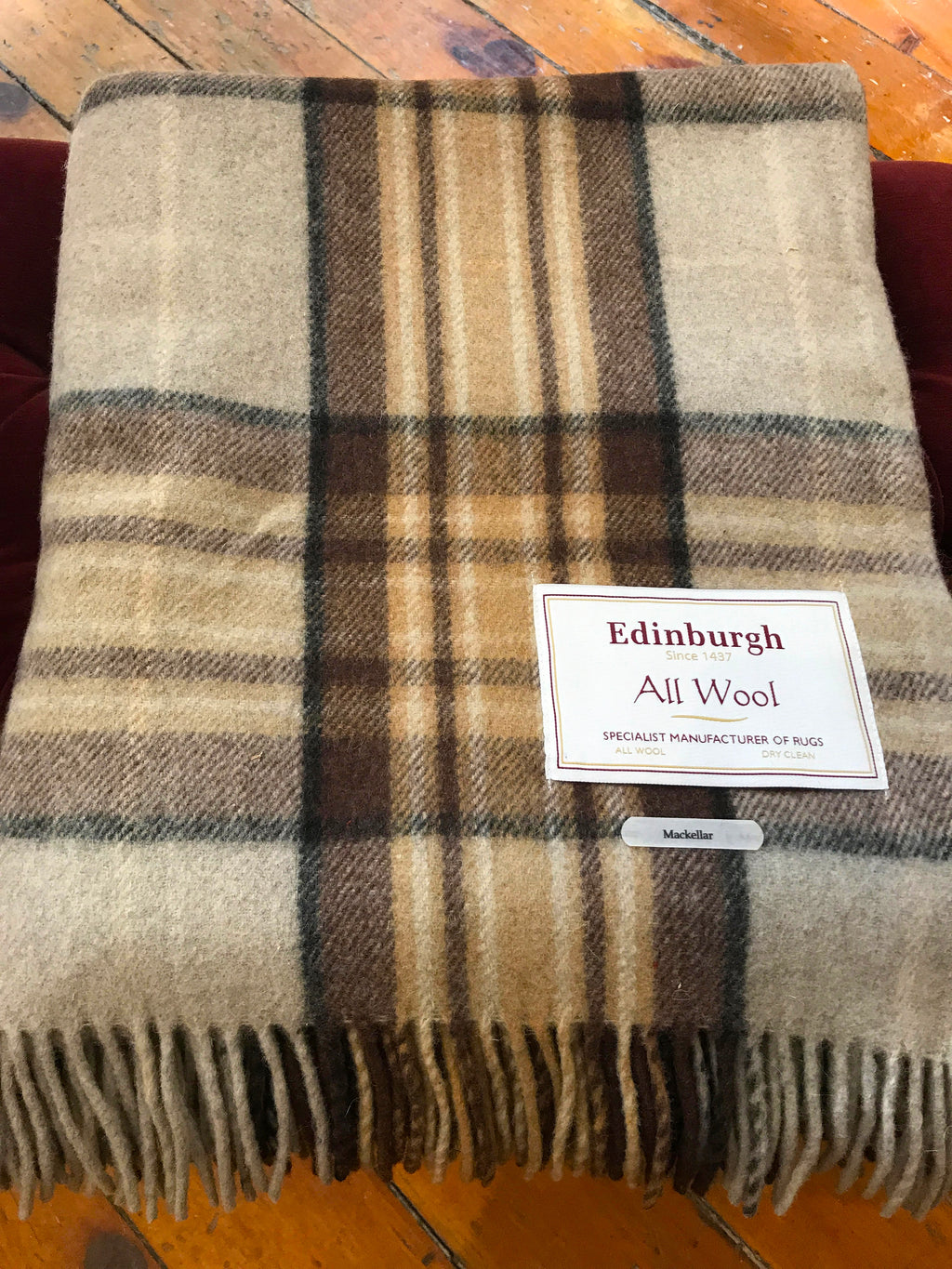 Tartan Wool Blanket in MacKellar Natural. Woven in the UK. Buy online at Red Scarf Equestrian Canada