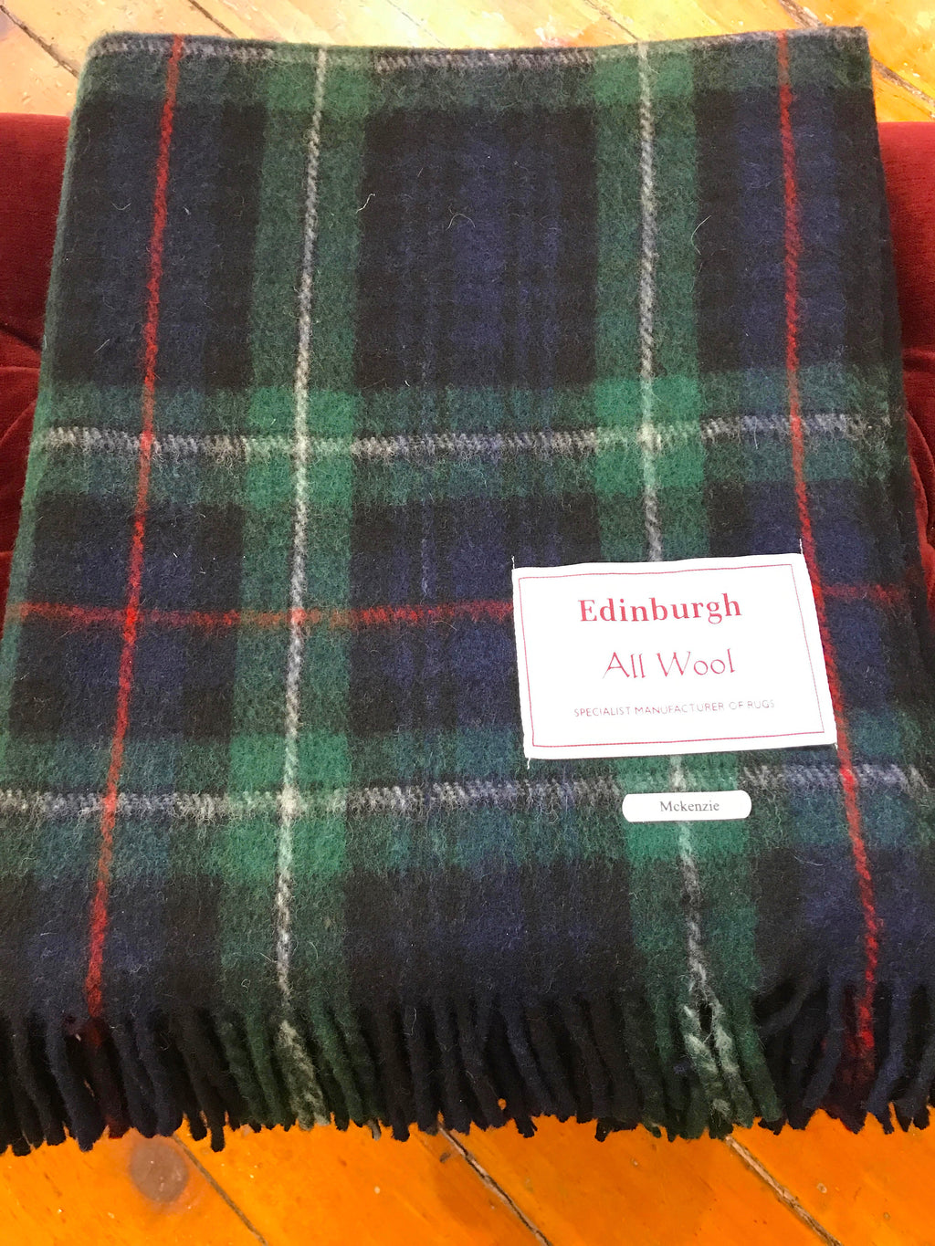 Tartan Wool Blanket in Mckenzie. Woven in the UK. Buy online at Red Scarf Equestrian Canada.