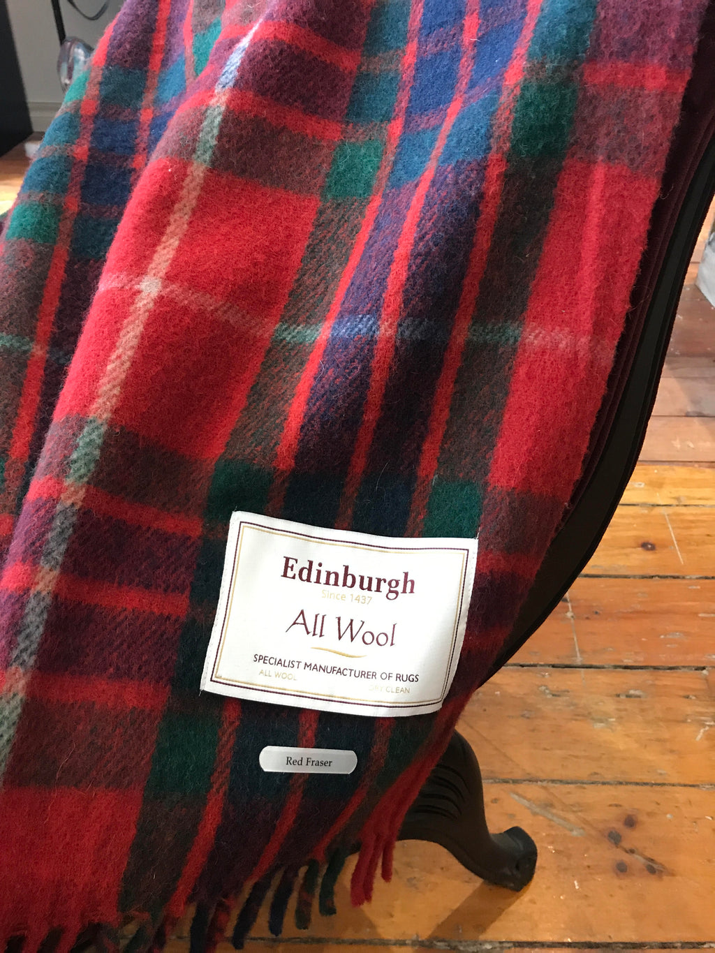 Scottish Tartan Wool Blanket in Red Fraser. Woven in the UK. Buy online at Red Scarf Equestrian Canada