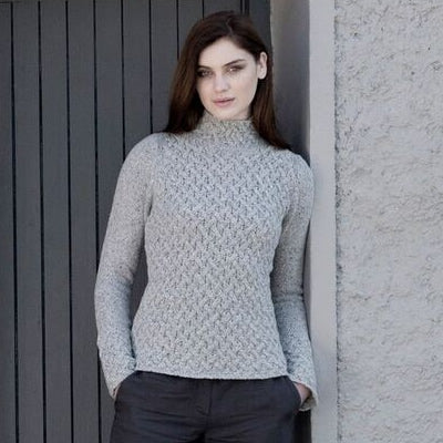 Trellis Irish Knit Sweater - Light Grey