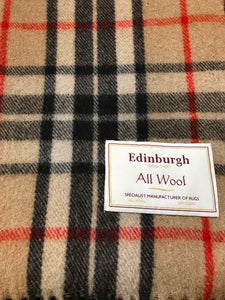 Tartan Wool Blanket in Thomson Camel. Woven in the UK. Buy online at Red Scarf Equestrian Canada