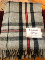 Load image into Gallery viewer, Scottish Tartan Wool Blanket in Thomson Grey. Woven in the UK. Buy online at Red Scarf Equestrian Canada
