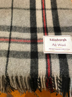 Load image into Gallery viewer, Scottish Tartan Wool Blanket in Thomson Grey. Woven in the UK. Buy online at Red Scarf Equestrian Canada
