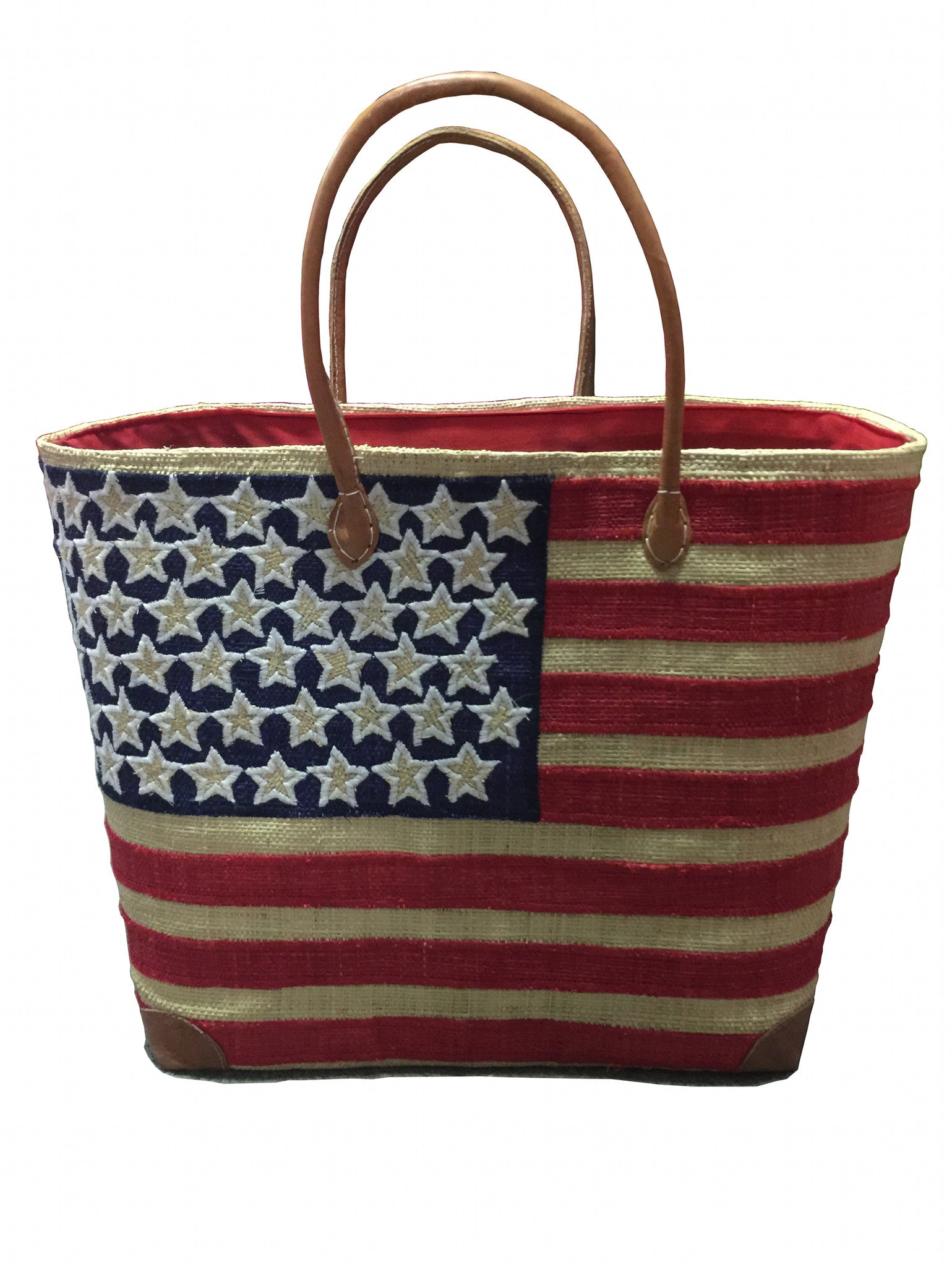Raffia Bags: United States of America Flag Totes