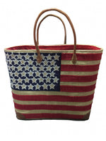Load image into Gallery viewer, Raffia Bags: United States of America Flag Totes

