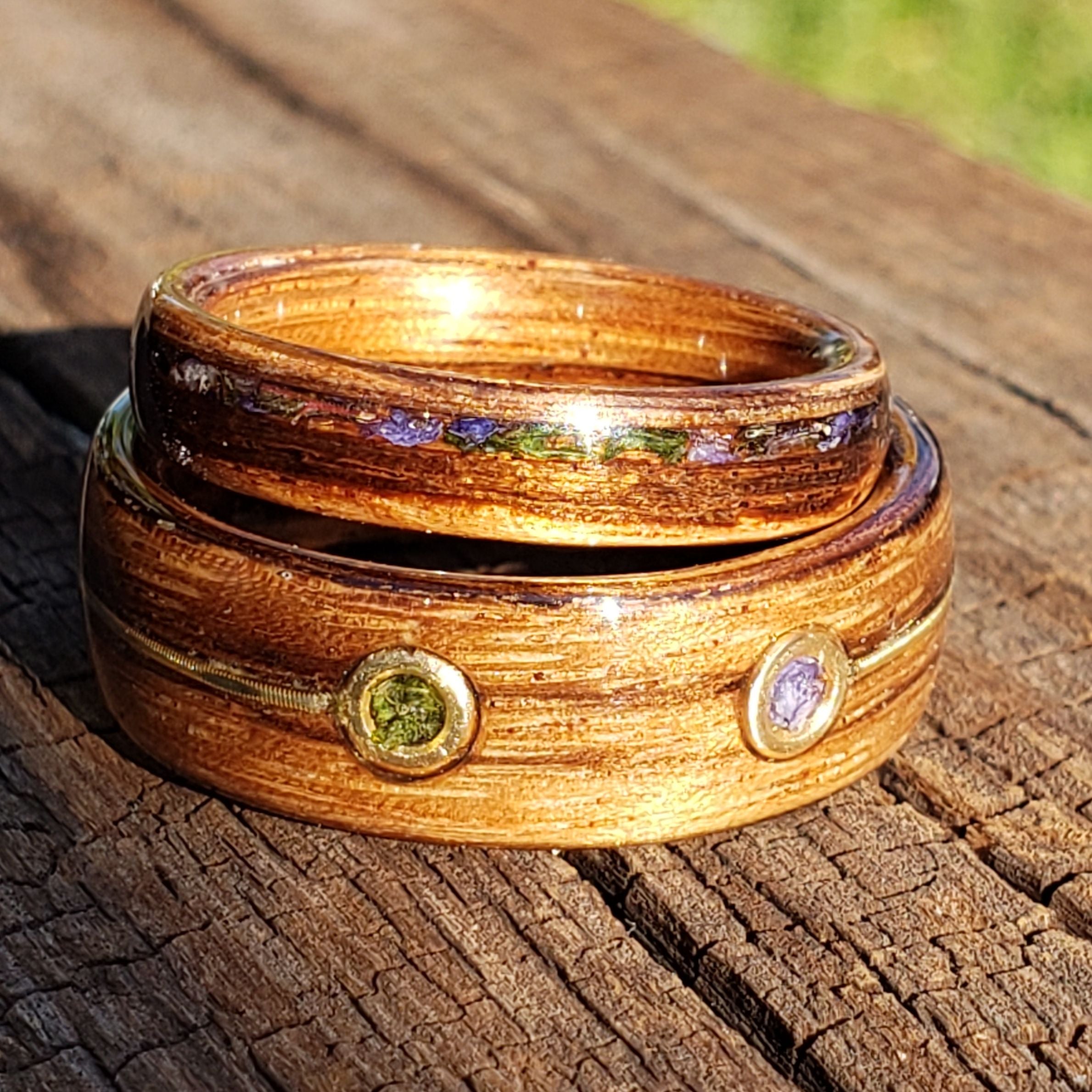 Flower Inlay Wooden Ring