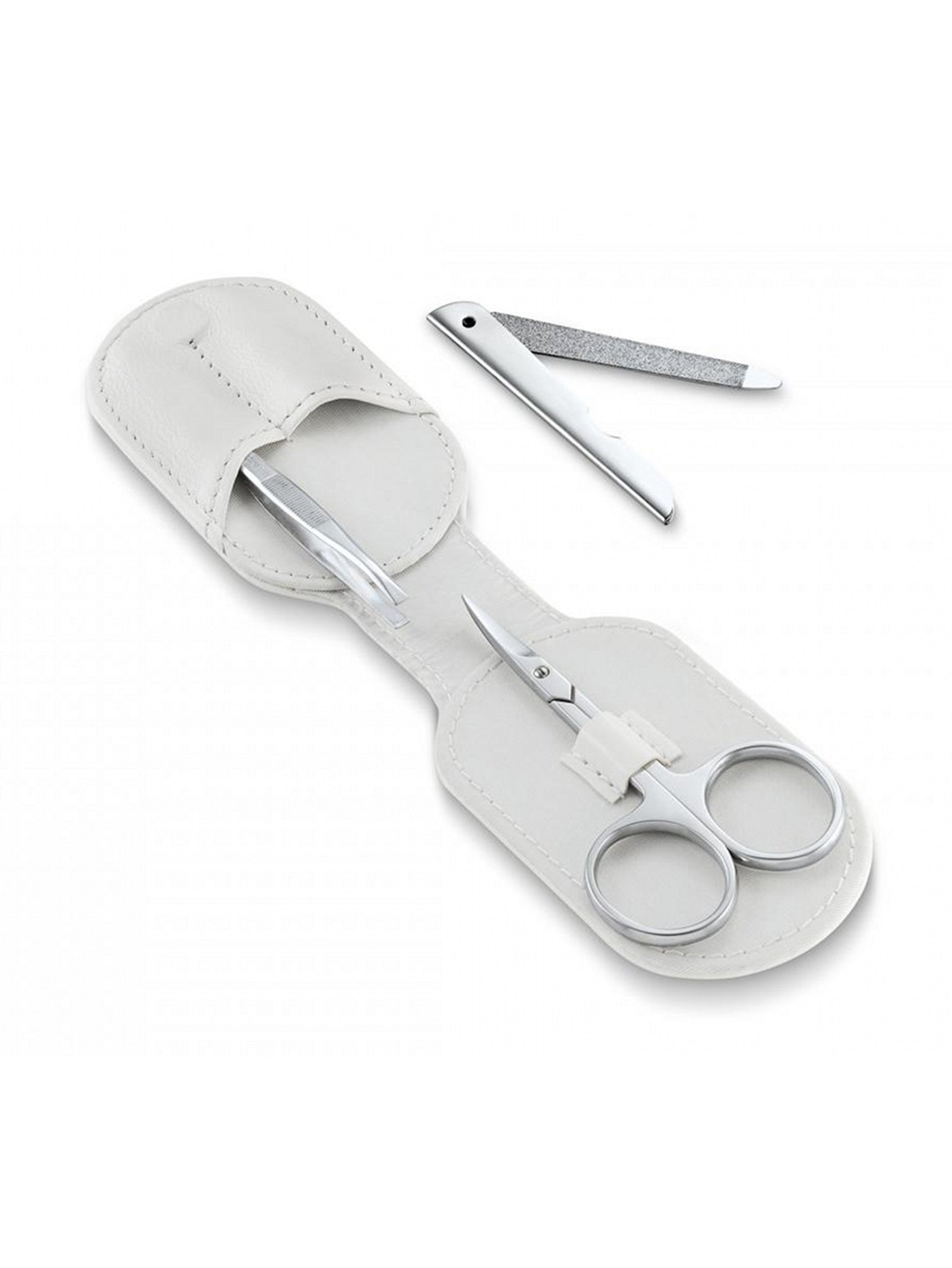White Leather 3 Piece Manicure Set