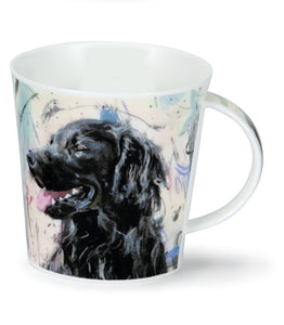 Dunoon Mugs - Cairngorm Dogs on Canvas: Black Flat Coat Retriever
