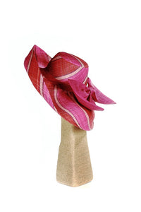 Raffia Hats: Pink Striped Big Bow Wide Brim Hats