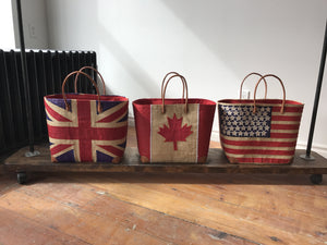 Raffia Bags: United States of America Flag Totes