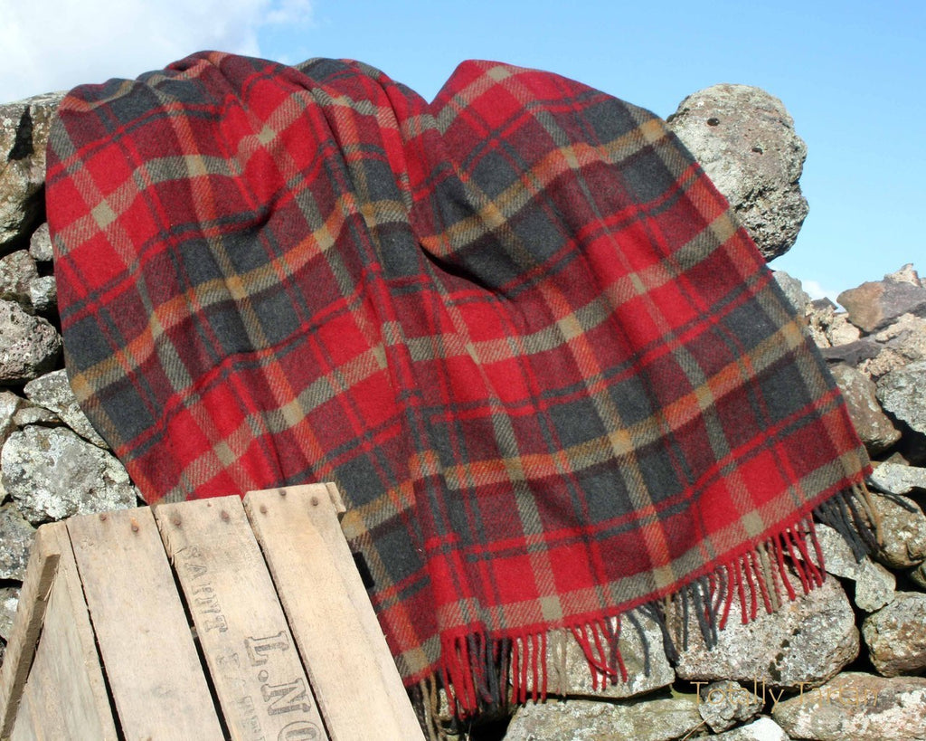 Tartan Wool Blanket in Canadian Maple. Woven in the UK. Buy Online at Red Scarf Equestrian Canada